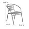 Flash Furniture Lila 23.5in Square Glass Top Metal Table with 2 Silver Aluminum Slat Stack Chairs TLH-0731SQ-017CSV2-GG - alternate 5